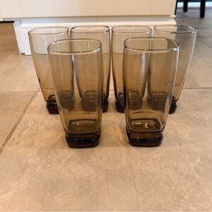 Vintage Libbey Carrington Tawny Smoke Highball Tumblers - Set of 6